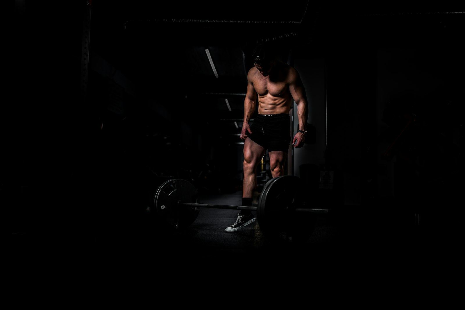 Squat rack with barbell